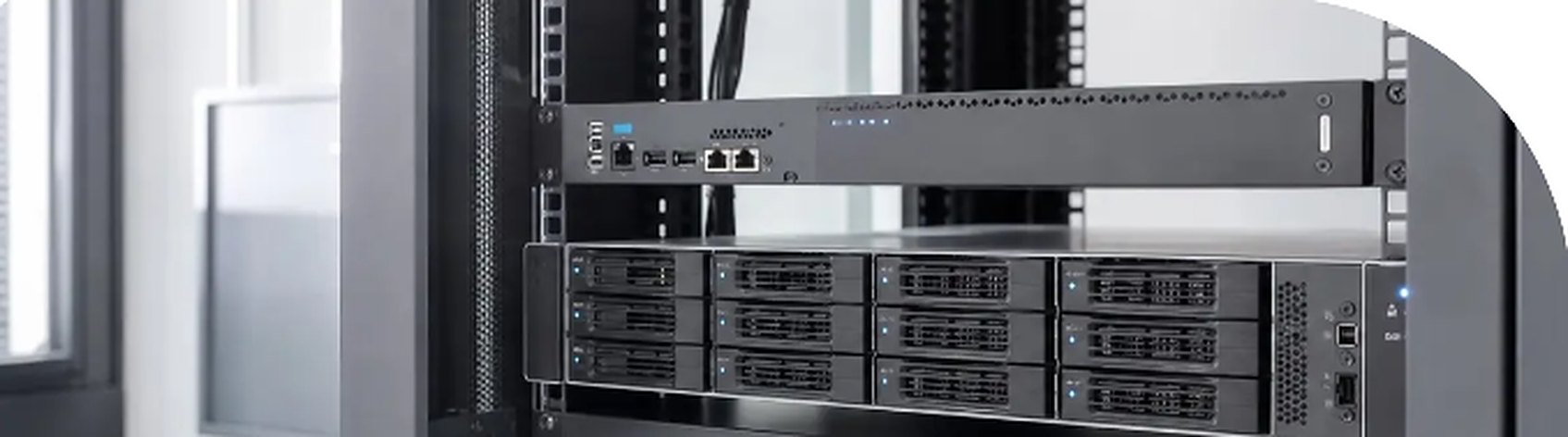 Rack-mounted storage and firewall